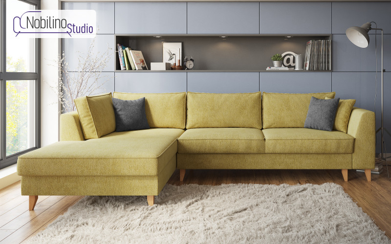 Coltar extensibil Bolonia, galben + gri inchis  1