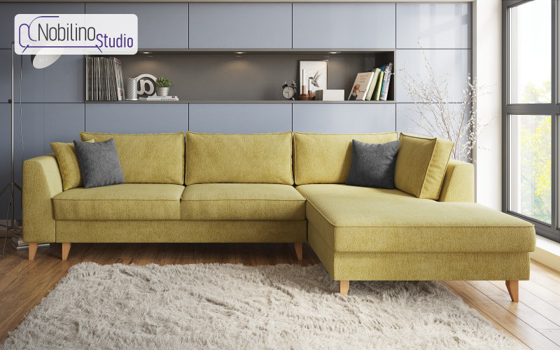 Coltar extensibil Bolonia, galben + gri inchis  1