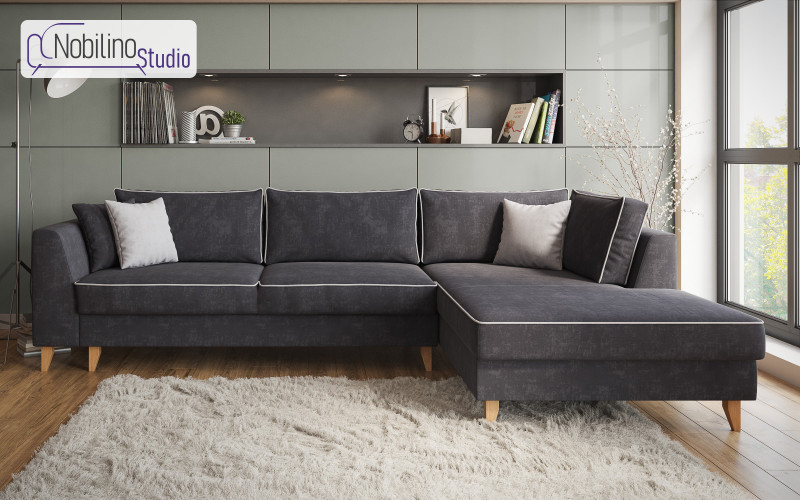 Coltar extensibil Bolonia, gri inchis + gri deschis  1