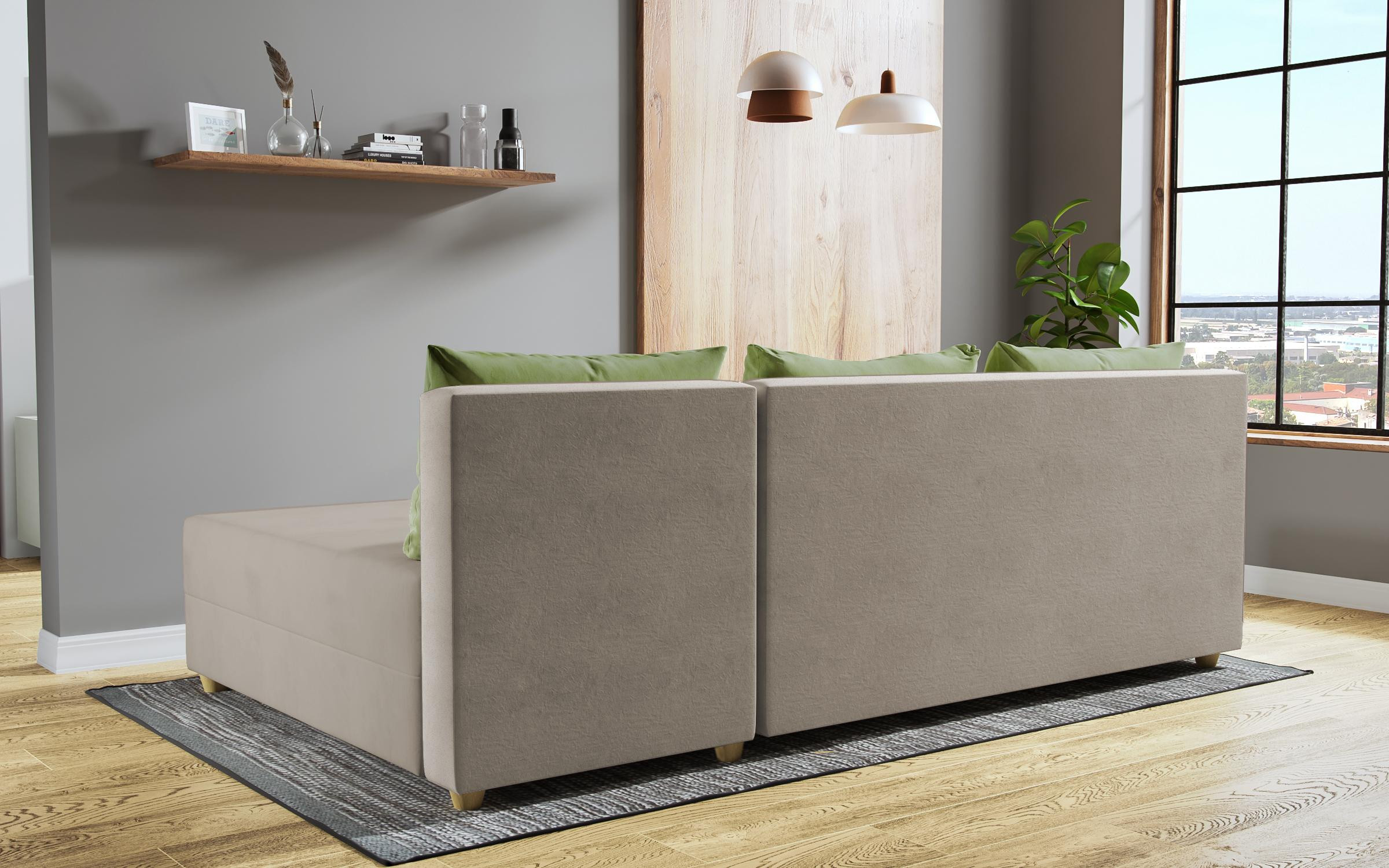 Coltar extensibil Dafini, bej inchis + verde  7