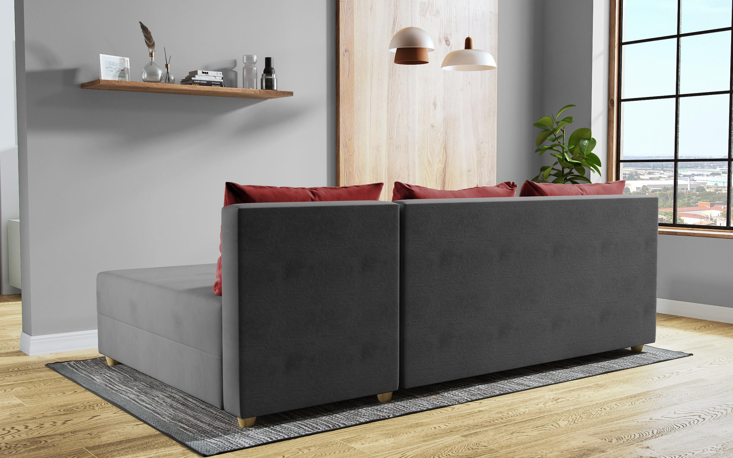 Coltar extensibil Dafini, gri + rosu  6