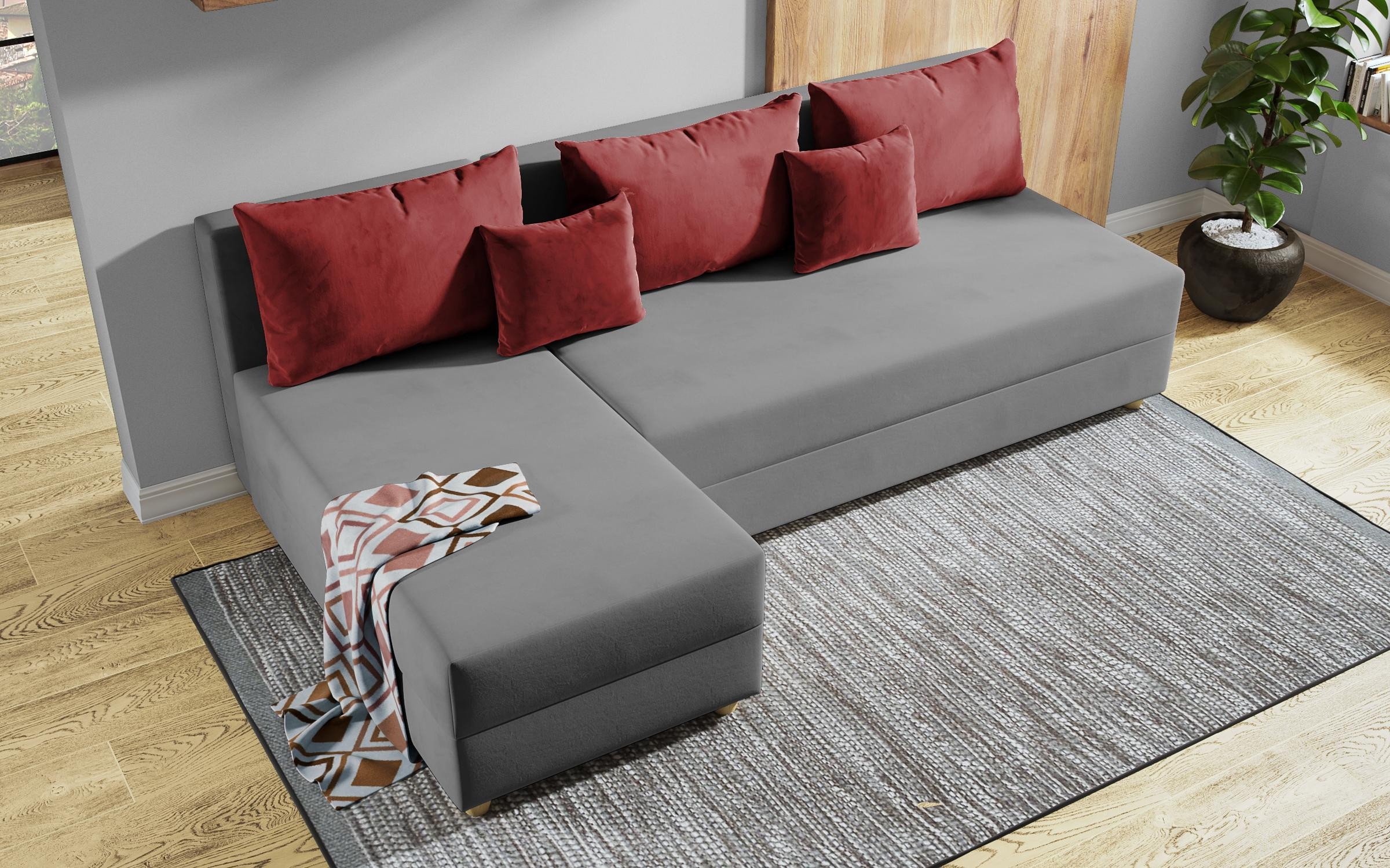 Coltar extensibil Dafini, gri + rosu  7