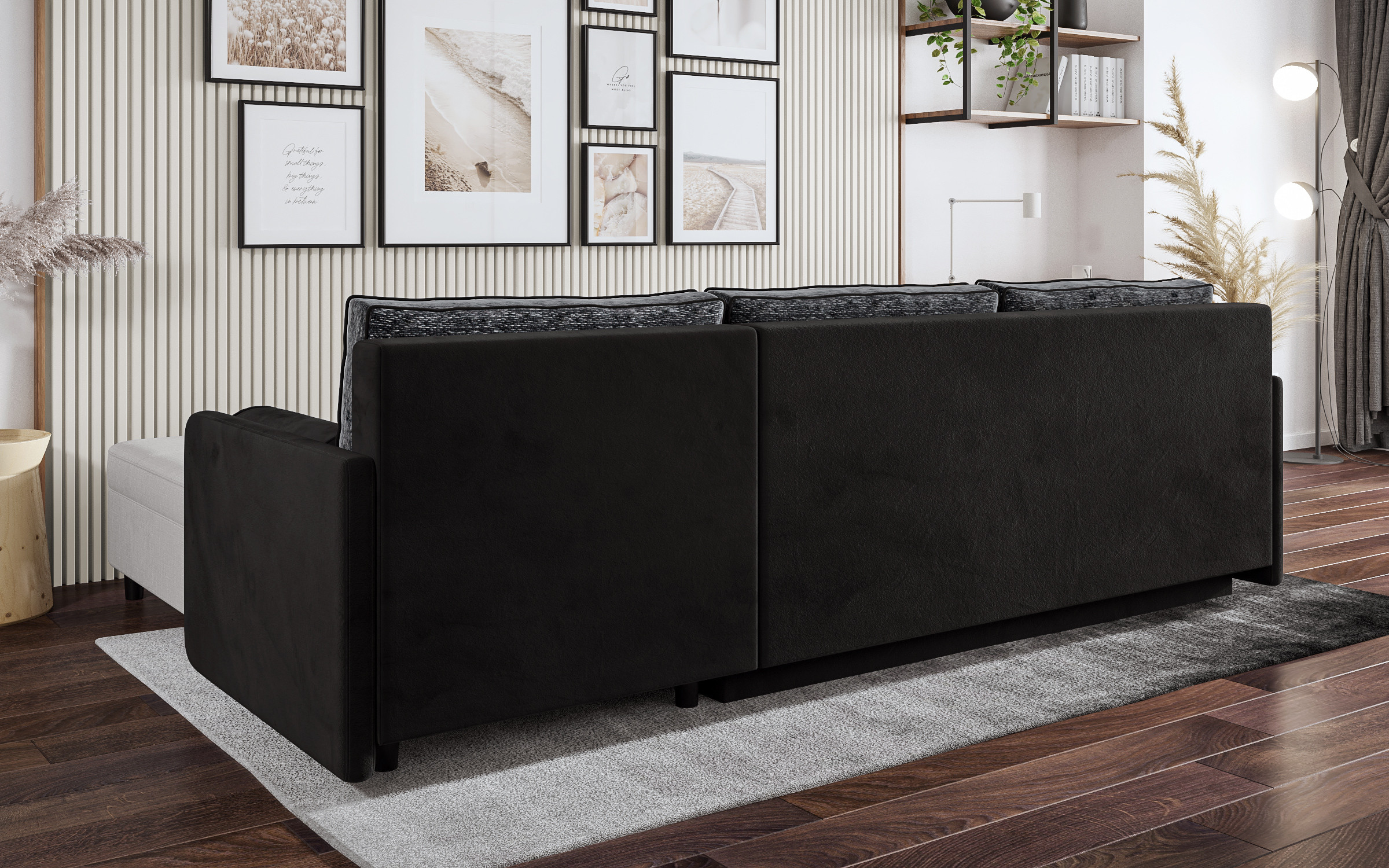 Coltar extensibil Campo, bej deschis + negru + grafit melange  7