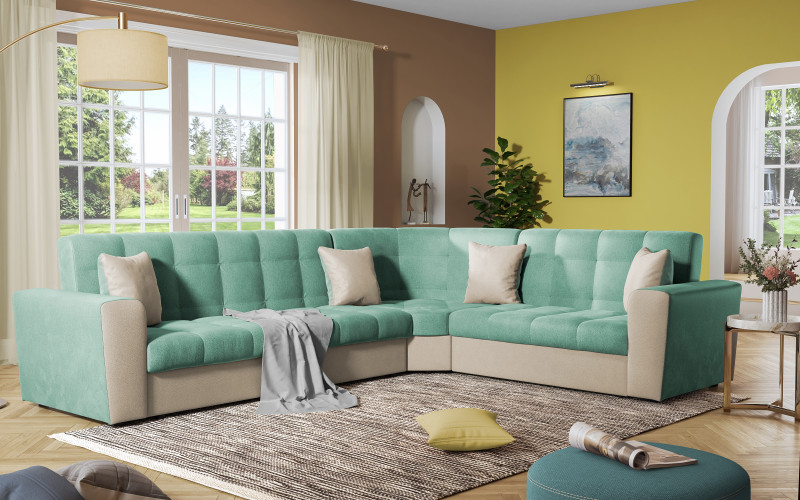 Coltar pentru living Miravel, menta + maro deschis  1