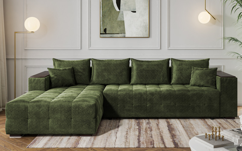 Coltar  extensibil Melvin Spring +  brat mini etajera, verde  1