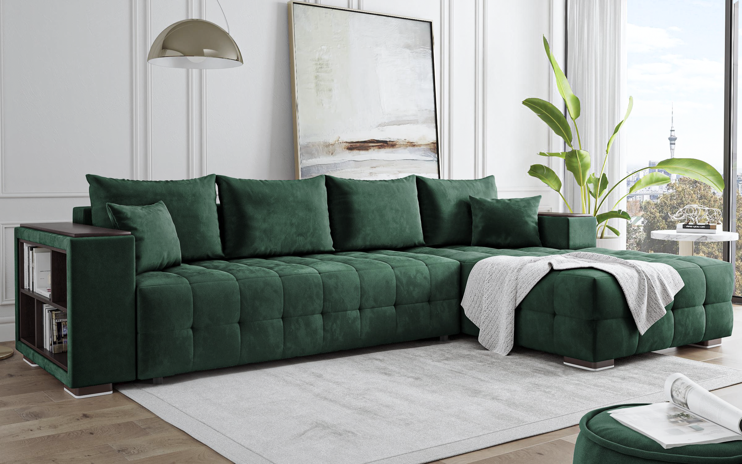 Coltar extensibil cu brat etajera Melvin Spring, verde  3