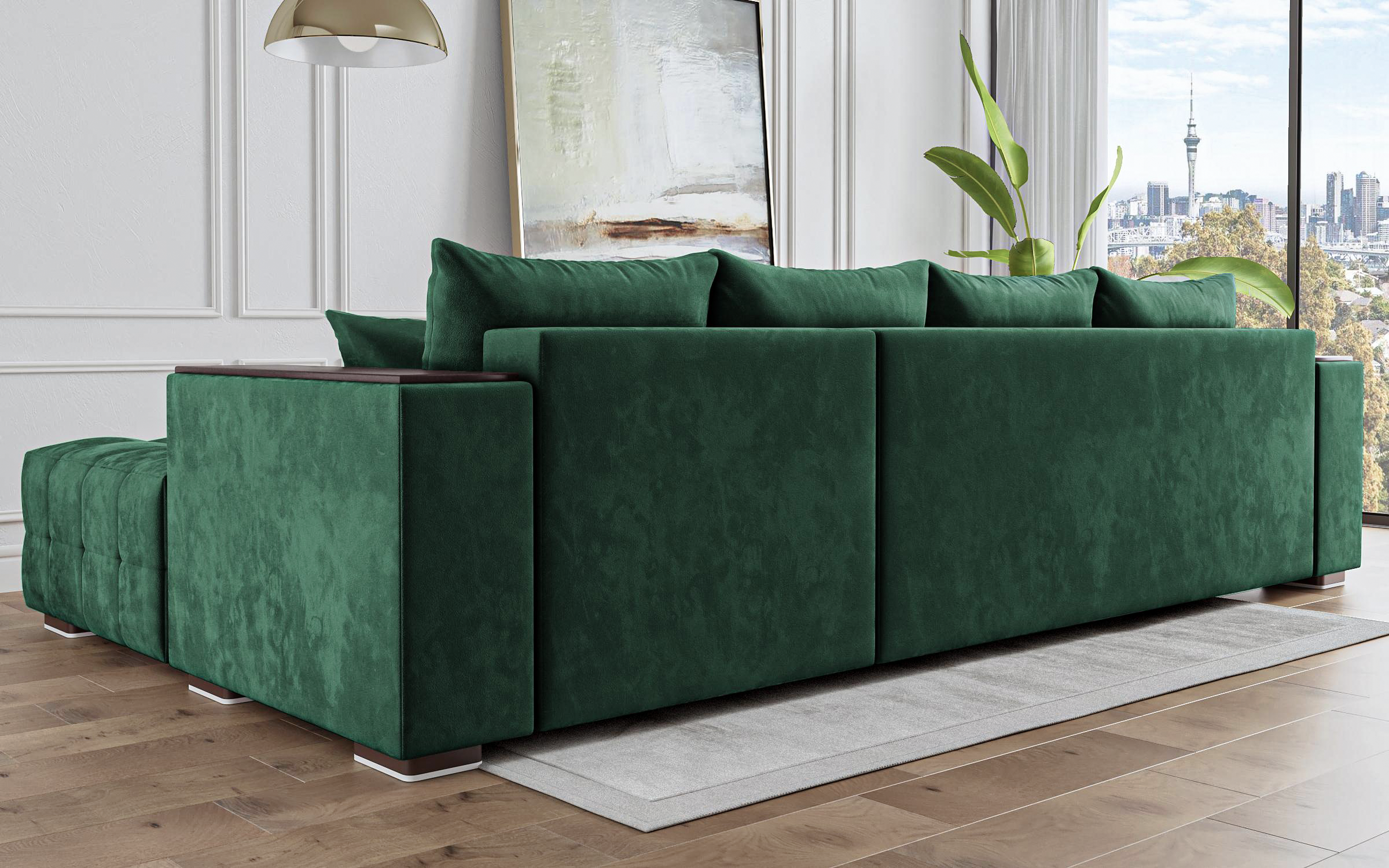 Coltar Melvin Spring cu sezlong + brat mini etajera, verde  4