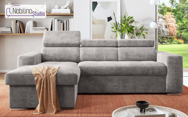 Раскладной угловой диван Нави Extra, светло-серый  1