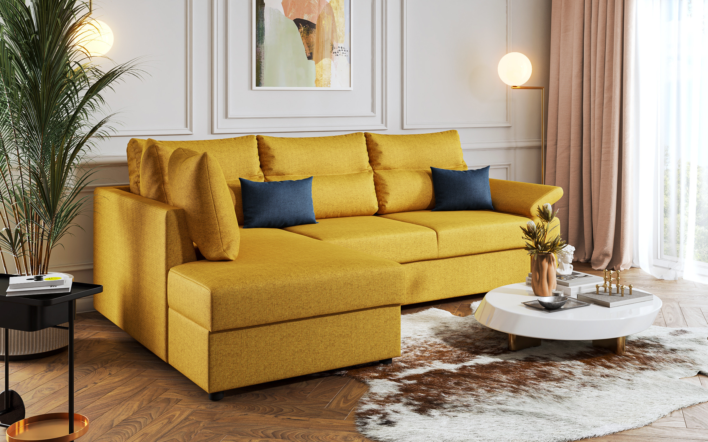 Coltar extensibil Orlean, galben  + albastru  3