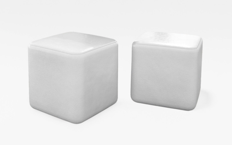 Set 2 buc. taburet Doli, piele alba  1