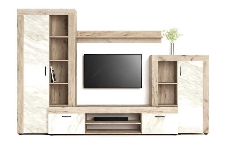 Biblioteca Navora, stejar cupru + marmura alba  1