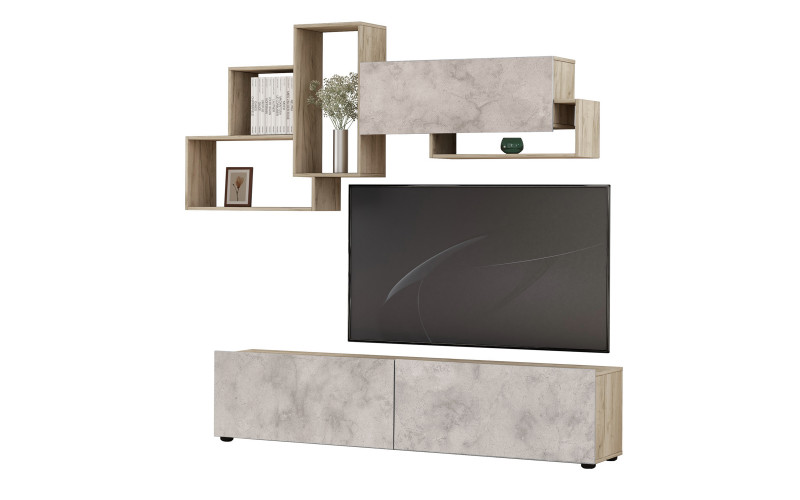 Biblioteca Zaria, stejar gri + gri  1