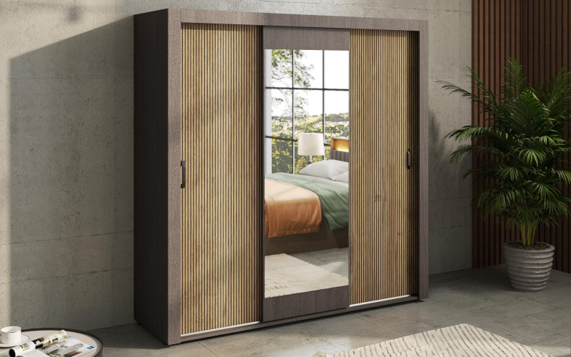 Dulap cu usi glisante Balman, stejar antracit + cadiz  1