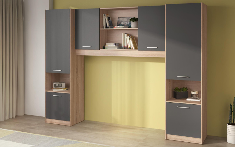 Sistem dulapuri Diema, stejar sonoma + antracit mat  1