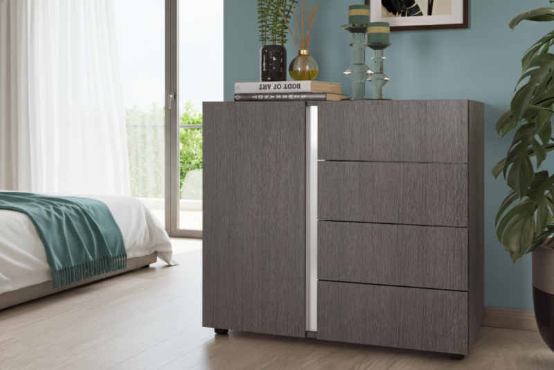 Comoda Adora, stejar antracit + alb lucios  1