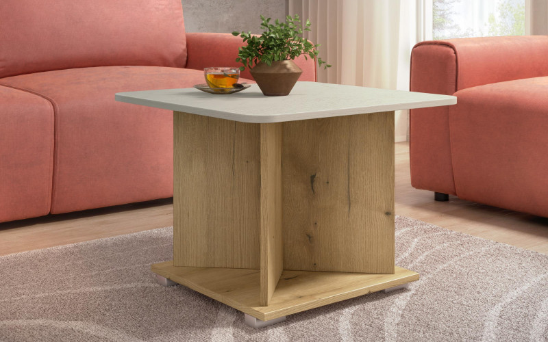 Masuta de cafea Amelia + MDF, stejar evoc + aspen bej  1