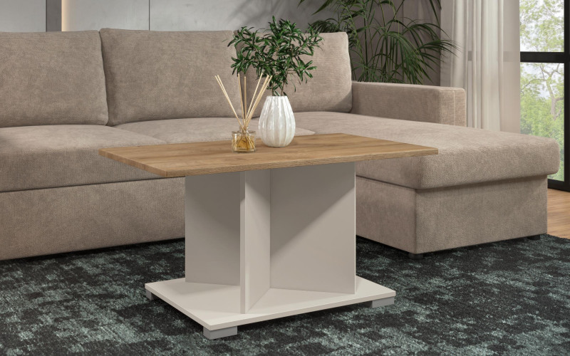 Masuta de cafea + MDF Aurea L, nisipiu mat + stejar classic  1