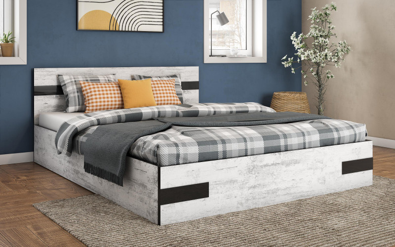 Pat dublu Jessie pentru saltea 160/200, stejar antic  1