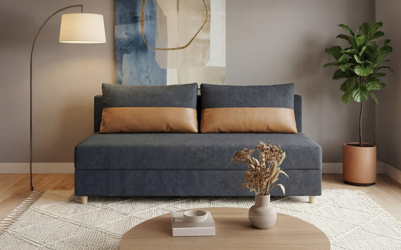 Canapea extensibila Kami, grafit + ocru  1