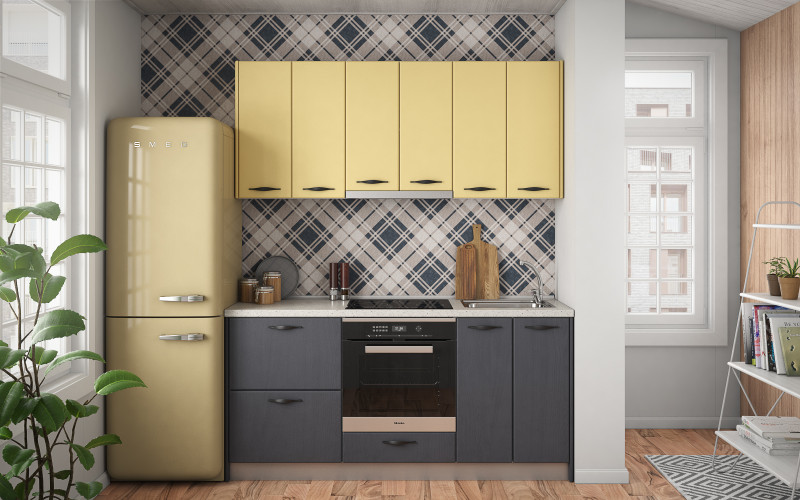 Bucataria Kiara, satin galben + aspen gri inchis  1