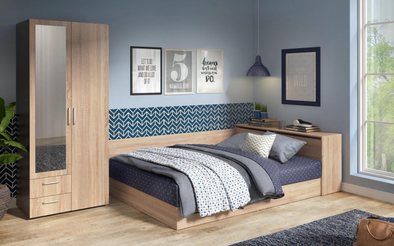 Set dormitor 144/190 Solo, stejar sonoma + wenge  1