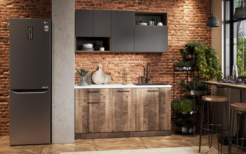 Bucatarie Barstow, stejar colonial + antracit mat  1