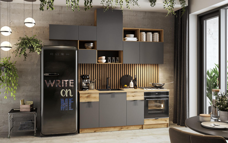 Bucatarie Ramona, stejar evoc + antracit mat  2