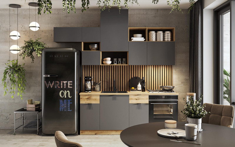 Bucatarie Ramona, stejar evoc + antracit mat  1