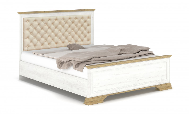 Pat dublu tapitat Alexa pentru saltea 160/200, pin Andersen + stejar auriu Lux  1