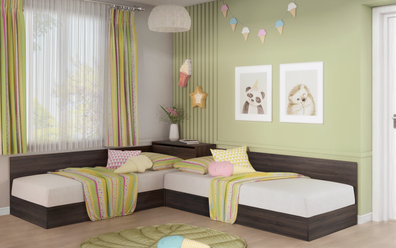 Paturi pe colt 82/190 cu lada Alpi, wenge Milano  1