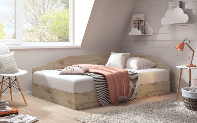 Pat 120/200 Ralitsa + saltea, stejar scandinav deschis  1