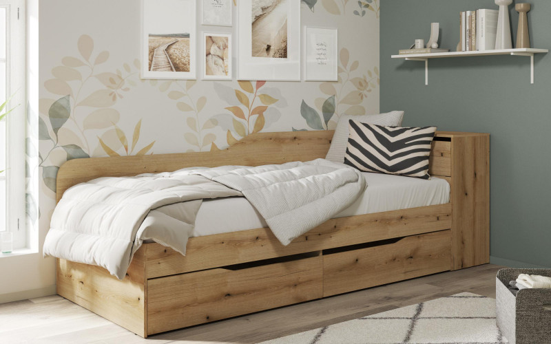 Pat 90/200 + lada + sertare Ester II, stejar evoc  1