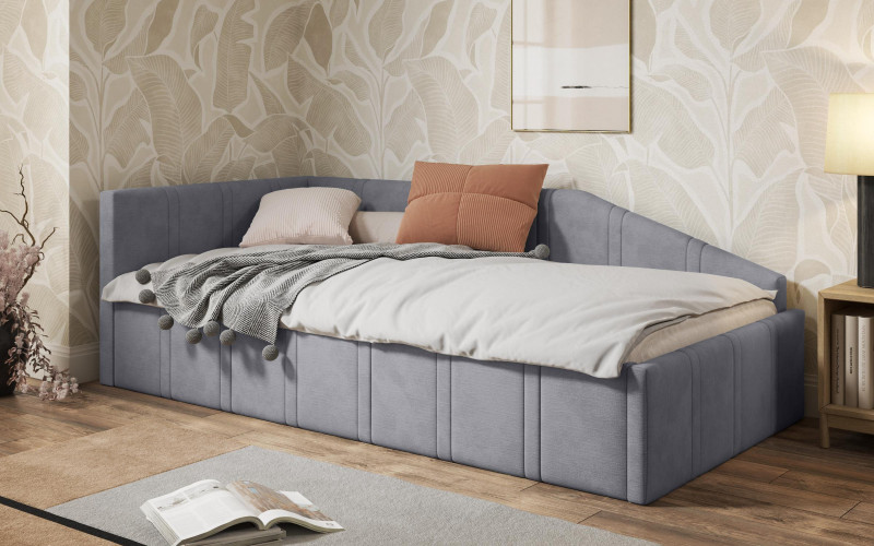 Pat tapitat 90/200 Kaia, gri deschis  1