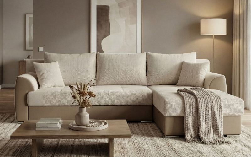 Coltar extensibil Lumis, bej + gri-bej  1