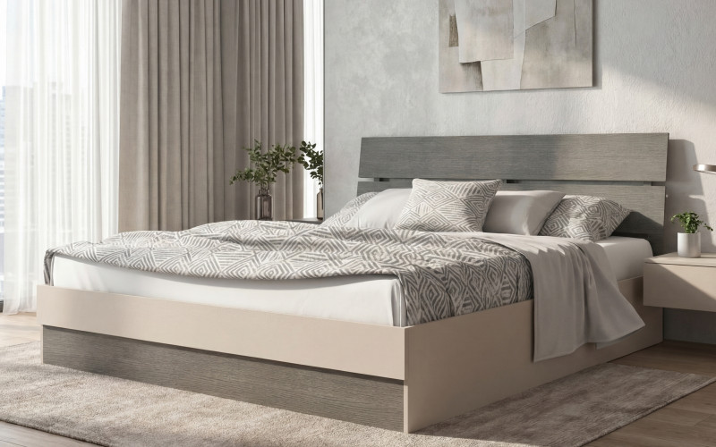 Pat dublu 160/200 Medeea + saltea, casmir + antracit mat  1