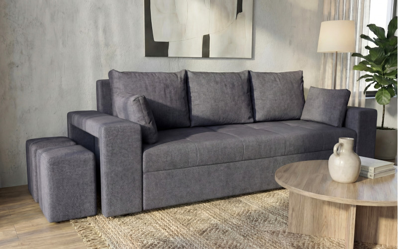 Canapea + taburet Maron, gri  1