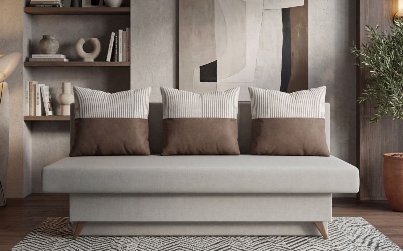 Canapea extensibila Marty, bej deschis + maro  1