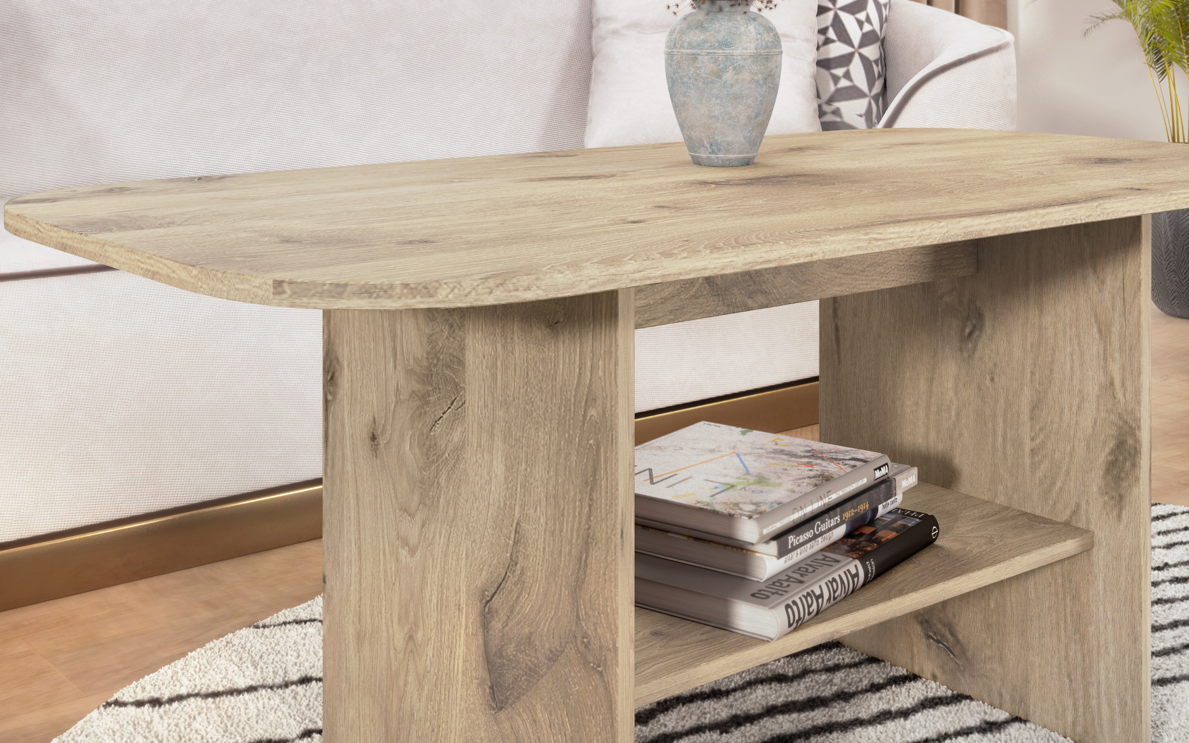 Masuta de cafea Elipsa, stejar scandinav deschis  4