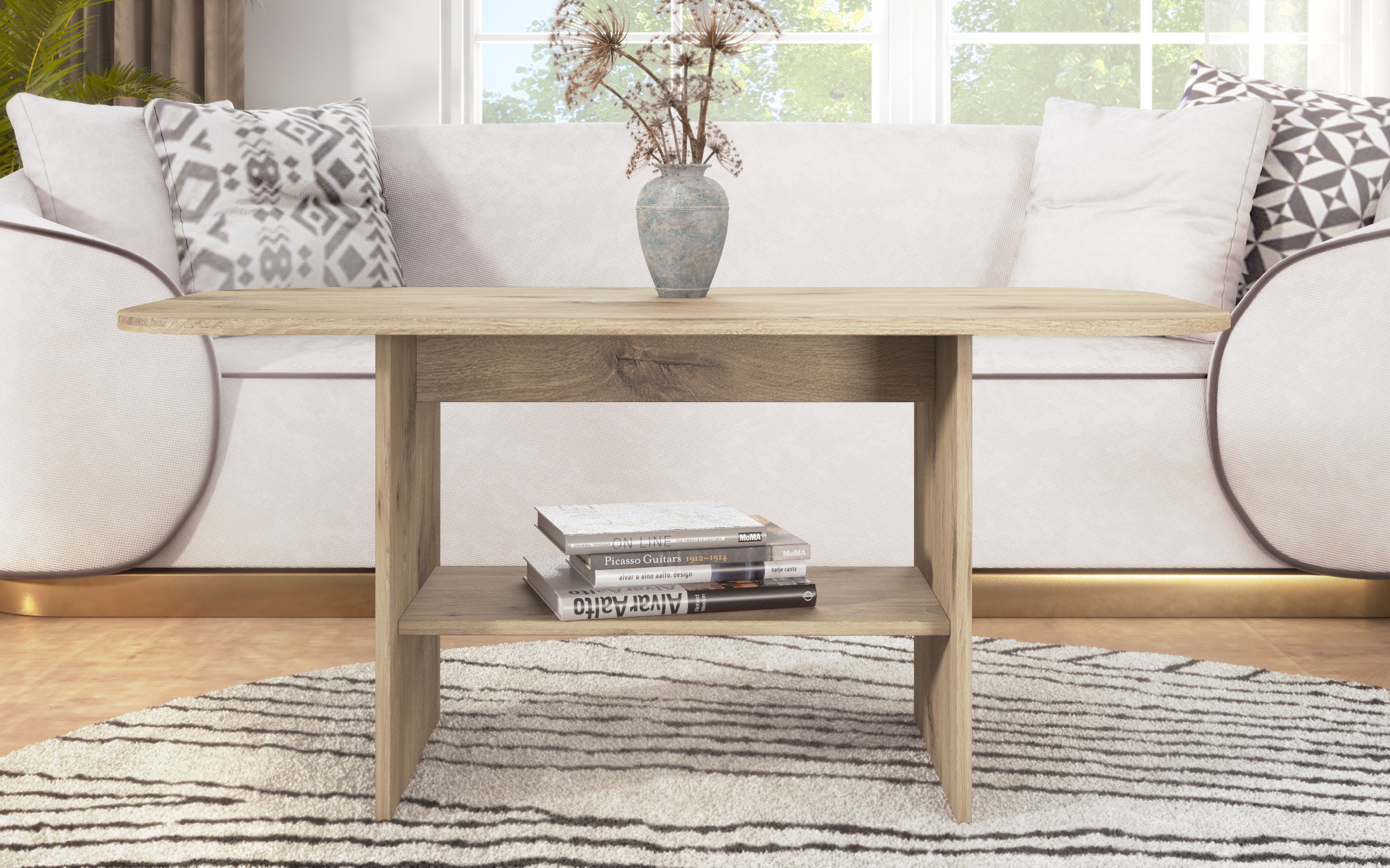 Masuta de cafea Elipsa, stejar scandinav deschis  2