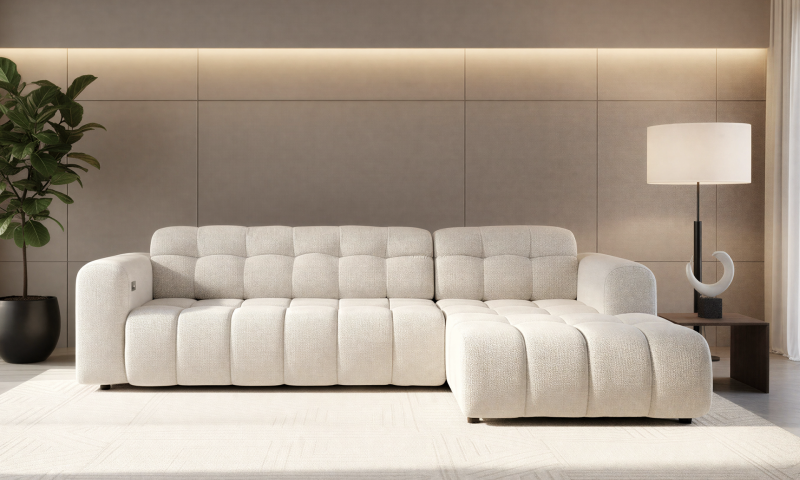 Раскладной угловой диван с электрическим механизмом Модера, белый  1