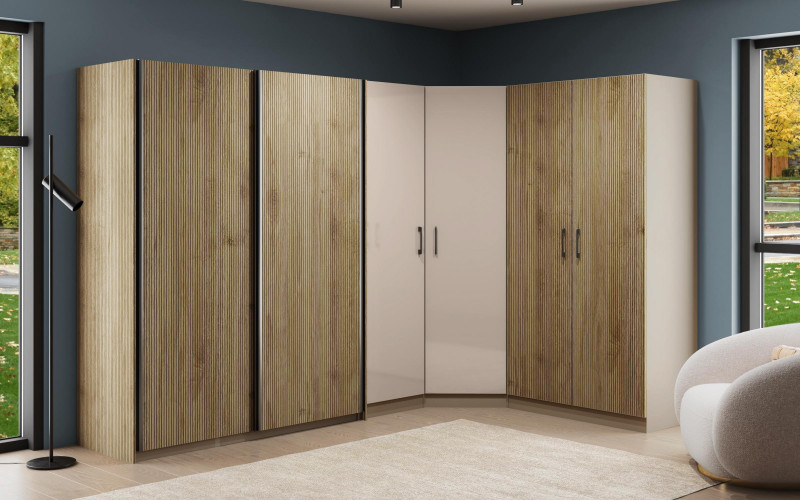 Dulap modular de colt Soho S, cadiz + bej metalic  1