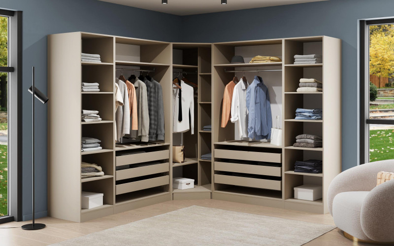 Dulap modular de colt deschis Soho Free, nisipiu mat  1