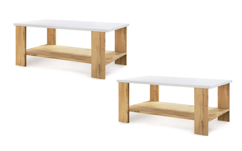 Set 2 buc. masuta de cafea Nesta, stejar wotan + alb  1