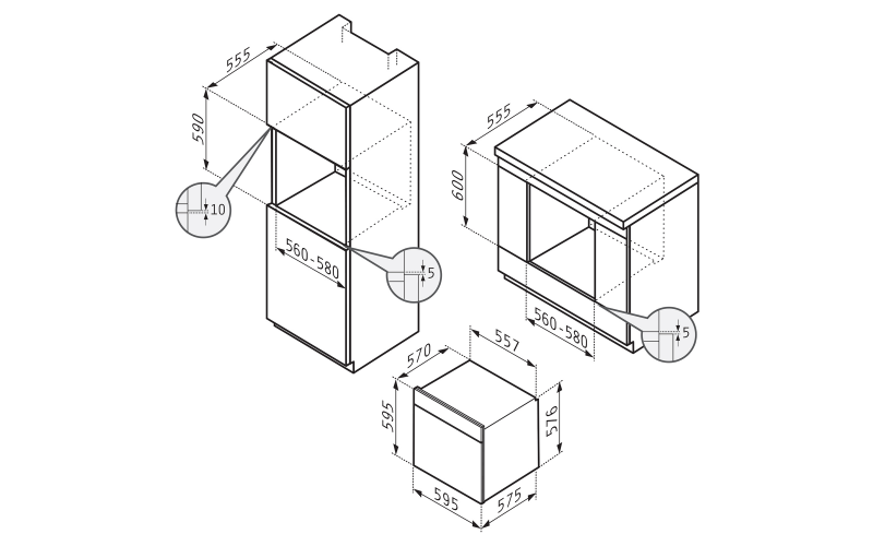 Cuptor incorporabil Pyramis, alb  2