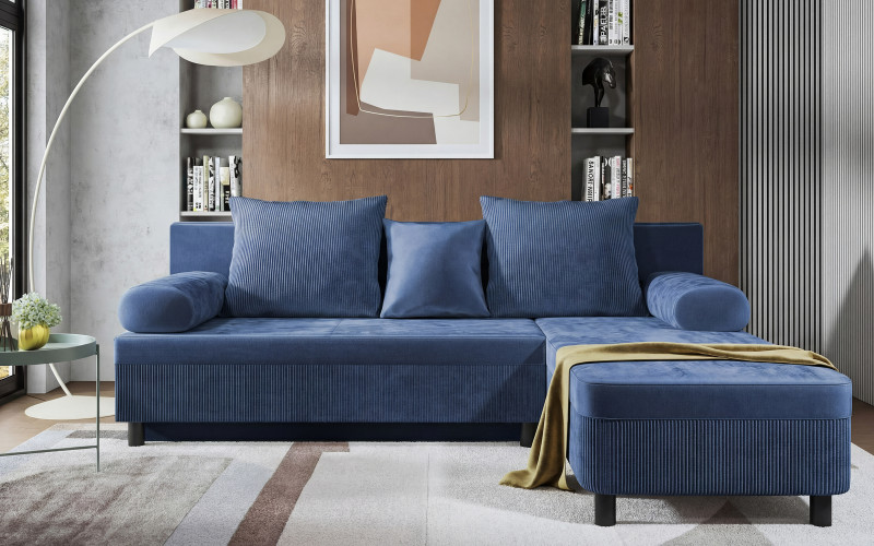 Раскладной угловой диван Делано, синий  1