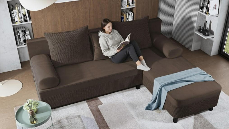 Раскладной угловой диван Делано, темно-коричневый  2