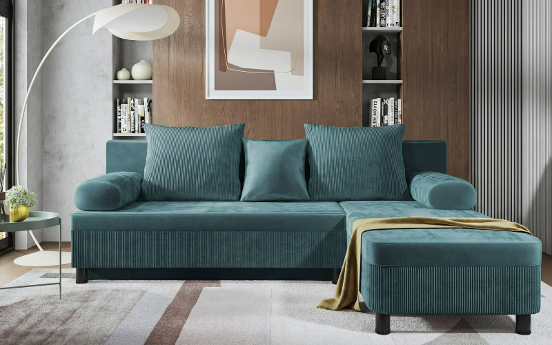 Раскладной угловой диван Делано, бирюзовый  1