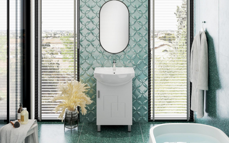 Dulap PVC pentru baie cu chiuveta Moyra, alb  1