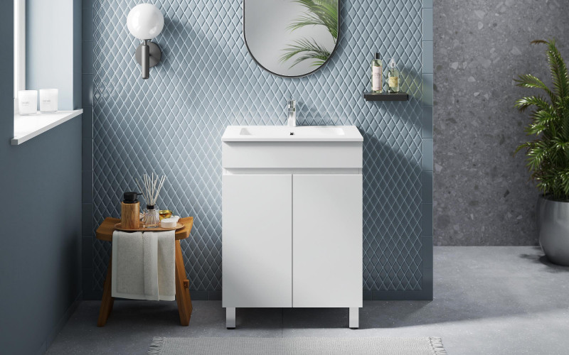 Dulap PVC pentru baie cu chiuveta, alb  1