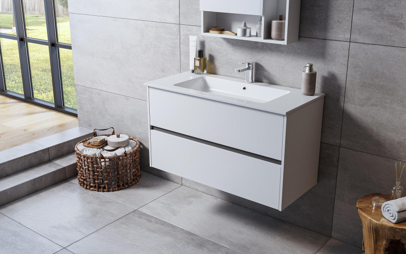 Dulap PVC pentru baie cu chiuveta, alb  1
